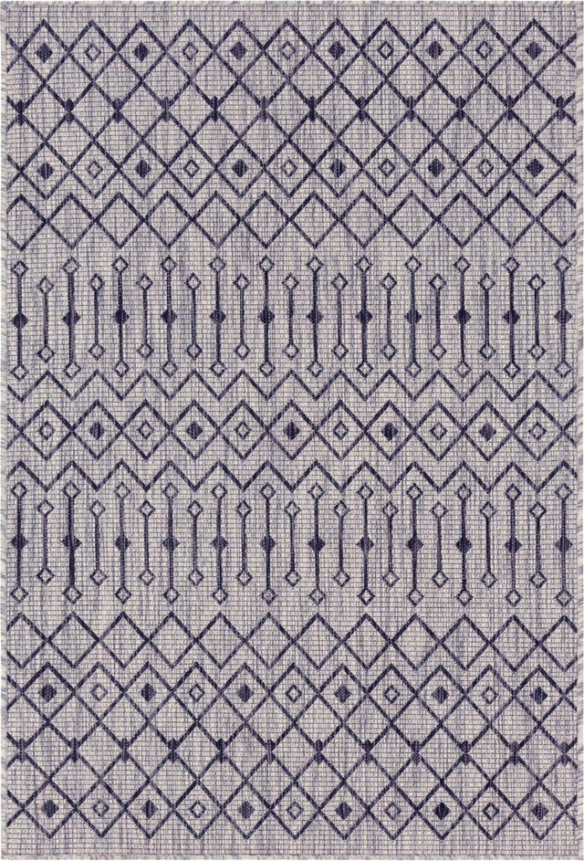 Gray 3' 1 x 5' 3 Outdoor Trellis Rectangle Area Rug Weather Resistant for Patio, Deck, Terrace, Balcony, Porch Geometric Design Water Safe Outside Carpet for Sale at Rug Engine