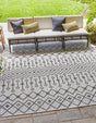 Gray 10' 8 x 10' 8 Outdoor Trellis Square Area Rug Weather Resistant for Patio, Deck, Terrace, Balcony, Porch Geometric Design Water Safe Outside Carpet for Sale at Rug Engine
