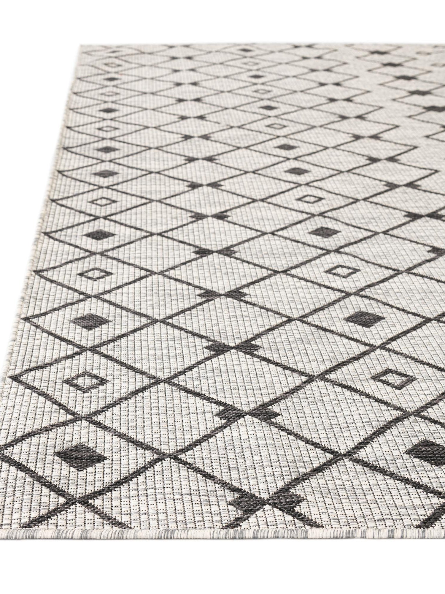 Gray 10' 8 x 10' 8 Outdoor Trellis Square Area Rug Weather Resistant for Patio, Deck, Terrace, Balcony, Porch Geometric Design Water Safe Outside Carpet for Sale at Rug Engine