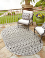 Gray 3' 1 x 5' 3 Outdoor Trellis Oval Area Rug Weather Resistant for Patio, Deck, Terrace, Balcony, Porch Geometric Design Water Safe Outside Carpet for Sale at Rug Engine
