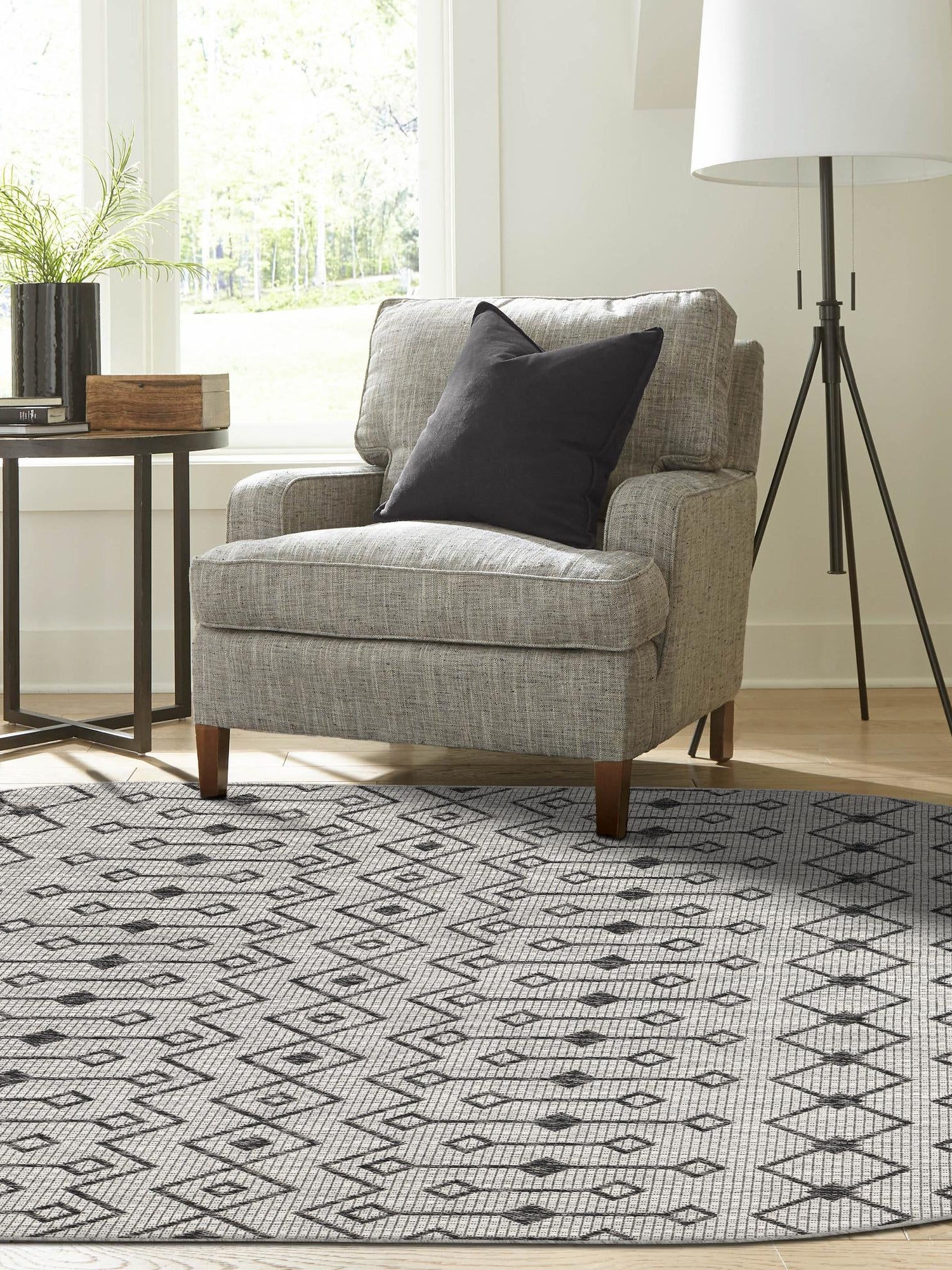 Gray 7' 10 x 10' Outdoor Trellis Oval Area Rug Weather Resistant for Patio, Deck, Terrace, Balcony, Porch Geometric Design Water Safe Outside Carpet for Sale at Rug Engine