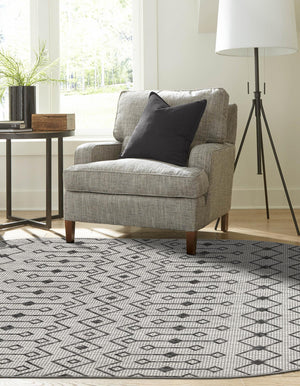 Gray 3' 1 x 5' 3 Outdoor Trellis Oval Area Rug Weather Resistant for Patio, Deck, Terrace, Balcony, Porch Geometric Design Water Safe Outside Carpet for Sale at Rug Engine