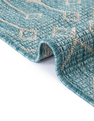 Aqua 13' 1 x 13' 1 Outdoor Trellis Square Area Rug Weather Resistant for Patio, Deck, Terrace, Balcony, Porch Geometric Design Water Safe Outside Carpet for Sale at Rug Engine