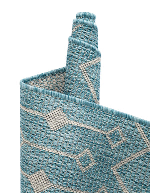 Aqua 13' 1 x 13' 1 Outdoor Trellis Square Area Rug Weather Resistant for Patio, Deck, Terrace, Balcony, Porch Geometric Design Water Safe Outside Carpet for Sale at Rug Engine