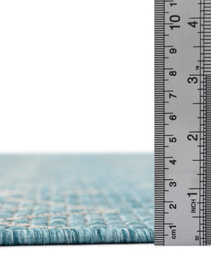 Aqua 7' 10 x 7' 10 Outdoor Trellis Octagon Area Rug Weather Resistant for Patio, Deck, Terrace, Balcony, Porch Geometric Design Water Safe Outside Carpet for Sale at Rug Engine