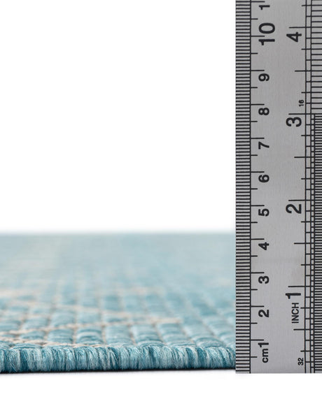 Aqua 7' 10 x 7' 10 Outdoor Trellis Octagon Area Rug Weather Resistant for Patio, Deck, Terrace, Balcony, Porch Geometric Design Water Safe Outside Carpet for Sale at Rug Engine