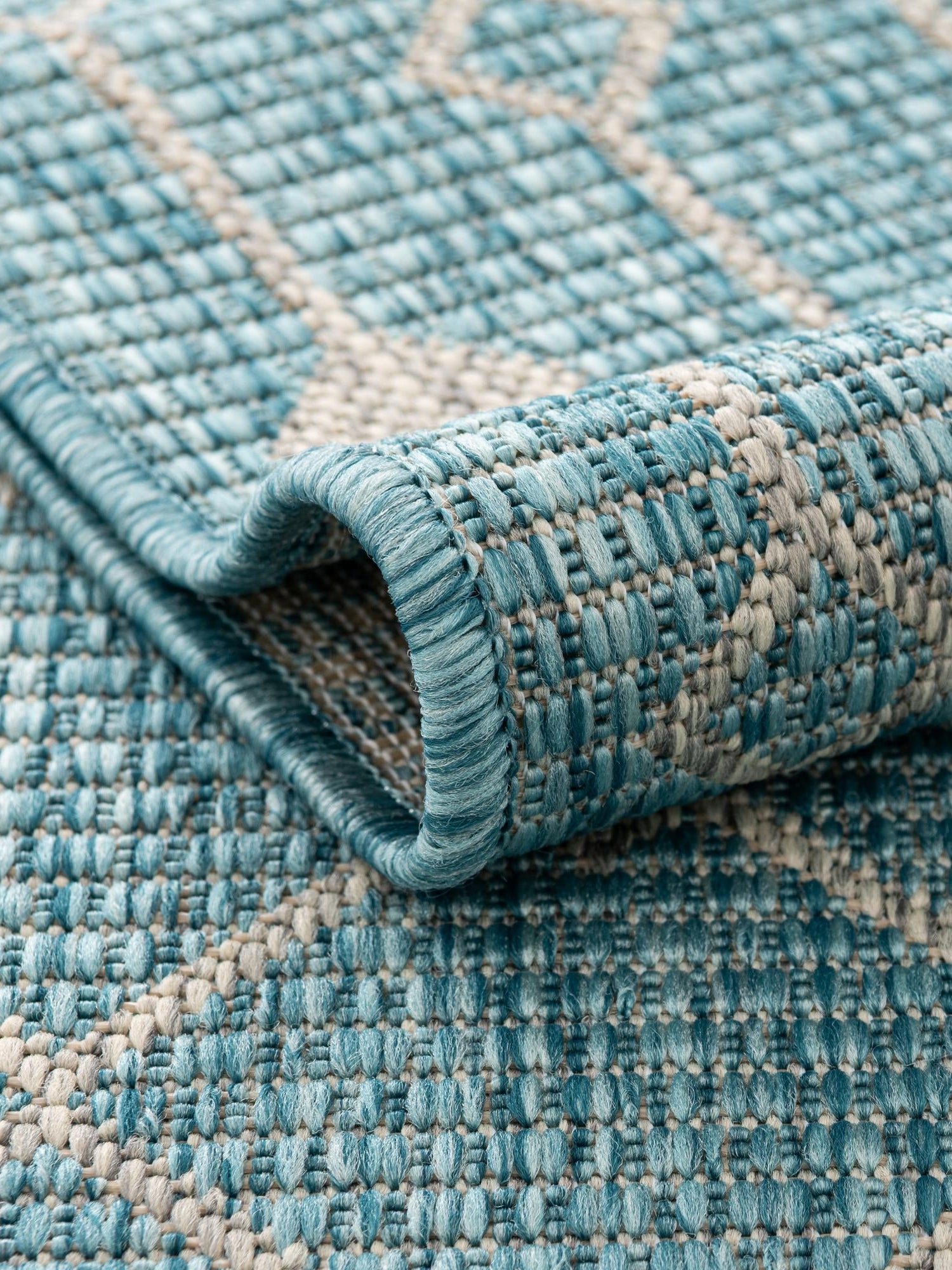 Aqua 7' 10 x 7' 10 Outdoor Trellis Octagon Area Rug Weather Resistant for Patio, Deck, Terrace, Balcony, Porch Geometric Design Water Safe Outside Carpet for Sale at Rug Engine