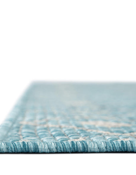 Aqua 7' 10 x 7' 10 Outdoor Trellis Octagon Area Rug Weather Resistant for Patio, Deck, Terrace, Balcony, Porch Geometric Design Water Safe Outside Carpet for Sale at Rug Engine