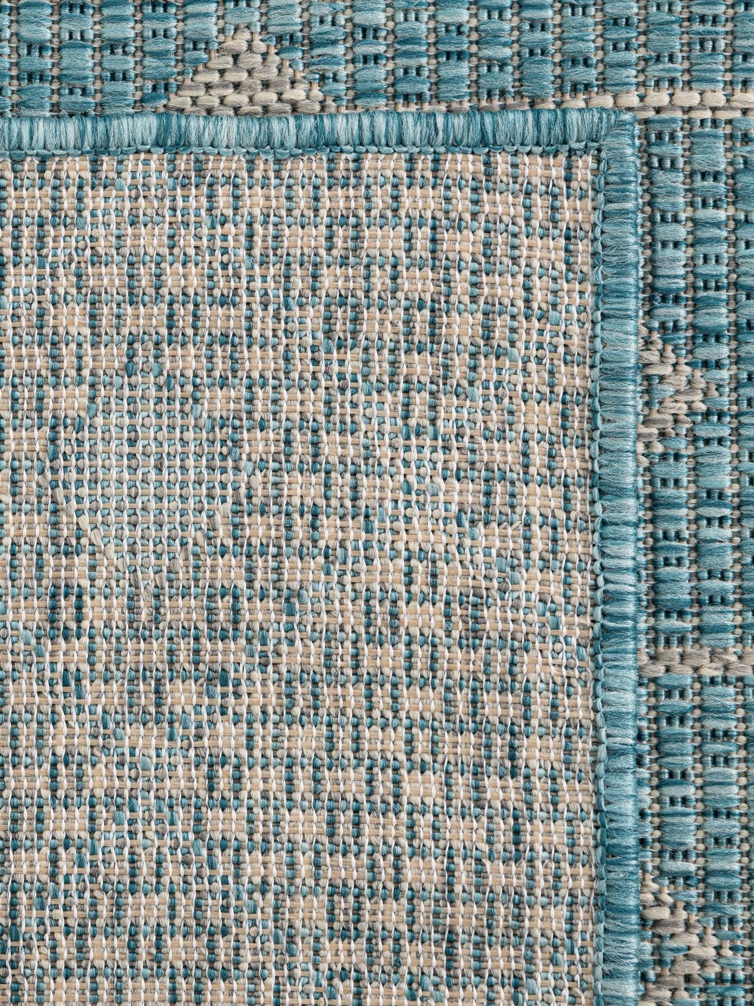 Aqua 7' 10 x 7' 10 Outdoor Trellis Octagon Area Rug Weather Resistant for Patio, Deck, Terrace, Balcony, Porch Geometric Design Water Safe Outside Carpet for Sale at Rug Engine
