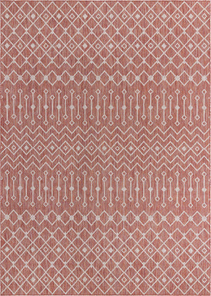 Rust Red 10' x 14' 1 Outdoor Trellis Rectangle Area Rug Weather Resistant for Patio, Deck, Terrace, Balcony, Porch Geometric Design Water Safe Outside Carpet for Sale at Rug Engine
