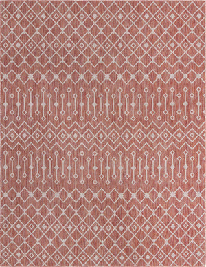 Rust Red 10' x 13' 1 Outdoor Trellis Rectangle Area Rug Weather Resistant for Patio, Deck, Terrace, Balcony, Porch Geometric Design Water Safe Outside Carpet for Sale at Rug Engine