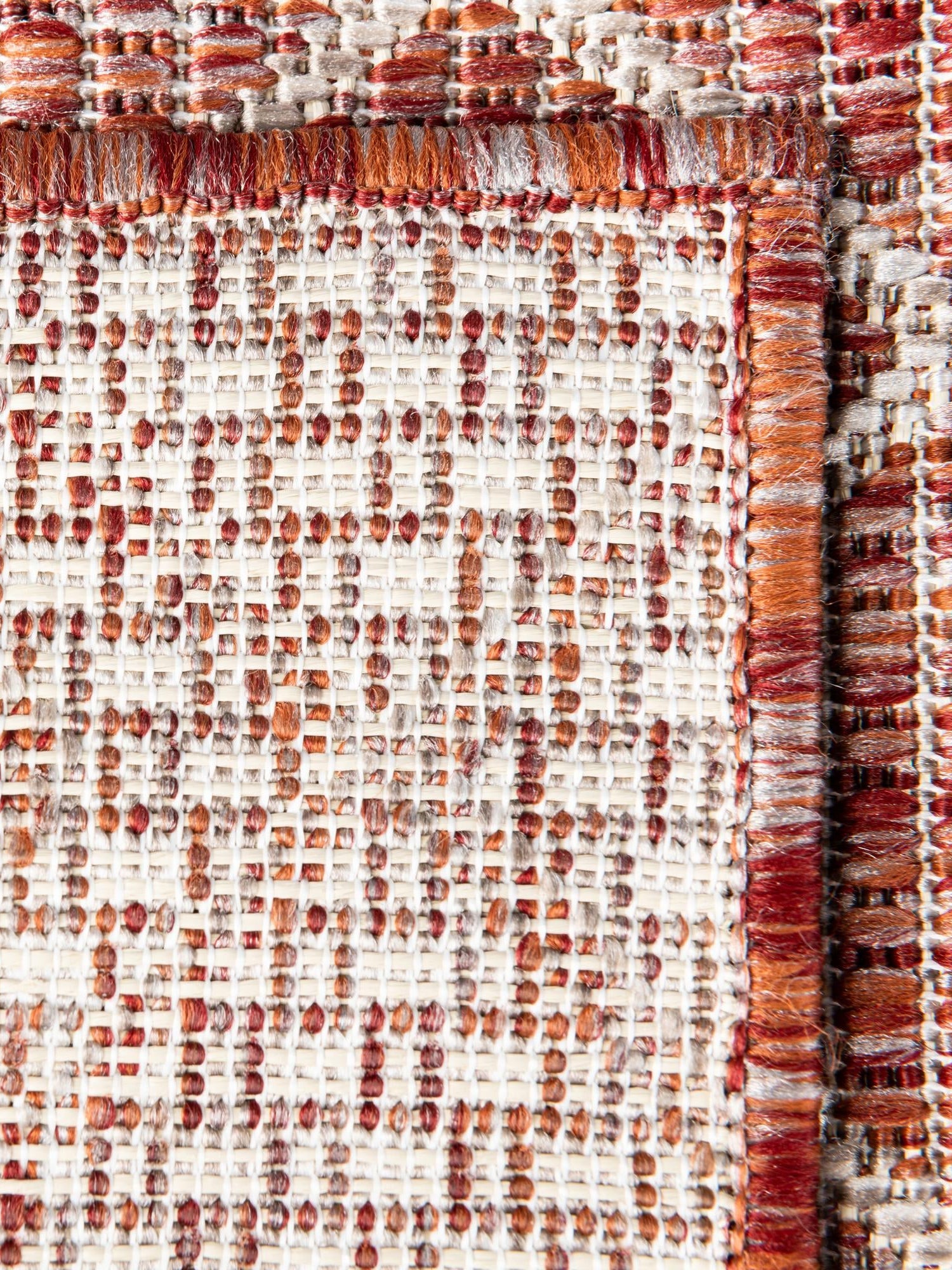 Rust Red 10' 8 x 10' 8 Outdoor Trellis Square Area Rug Weather Resistant for Patio, Deck, Terrace, Balcony, Porch Geometric Design Water Safe Outside Carpet for Sale at Rug Engine