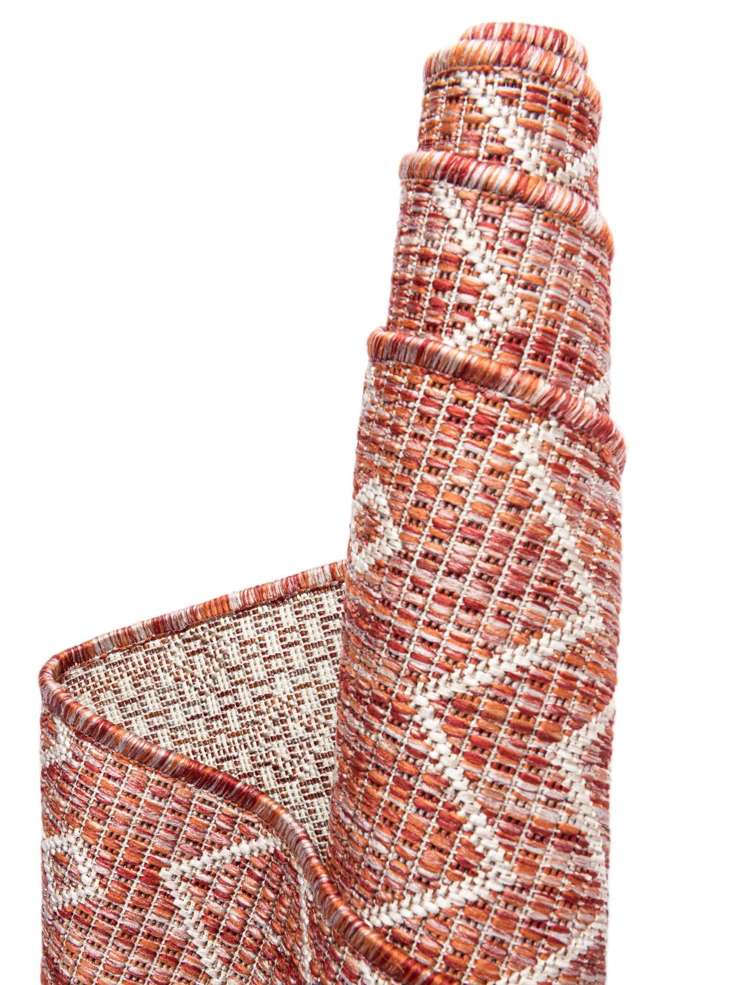 Rust Red 7' 10 x 7' 10 Outdoor Trellis Square Area Rug Weather Resistant for Patio, Deck, Terrace, Balcony, Porch Geometric Design Water Safe Outside Carpet for Sale at Rug Engine