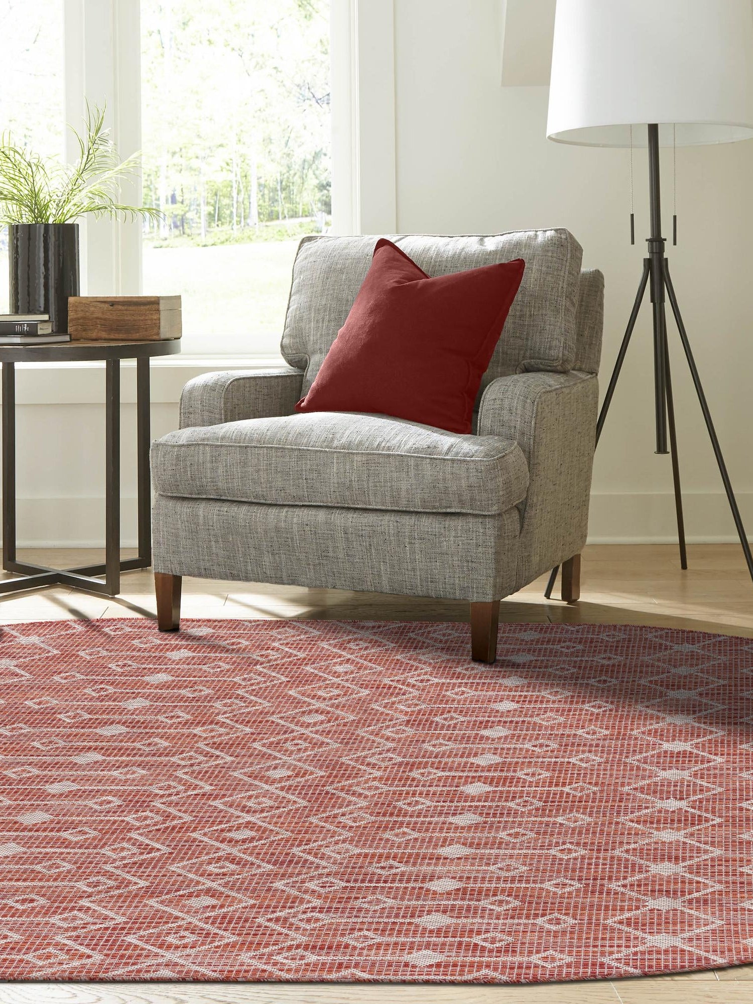 Rust Red 3' 1 x 5' 3 Outdoor Trellis Oval Area Rug Weather Resistant for Patio, Deck, Terrace, Balcony, Porch Geometric Design Water Safe Outside Carpet for Sale at Rug Engine