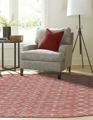 Rust Red 3' 1 x 5' 3 Outdoor Trellis Oval Area Rug Weather Resistant for Patio, Deck, Terrace, Balcony, Porch Geometric Design Water Safe Outside Carpet for Sale at Rug Engine