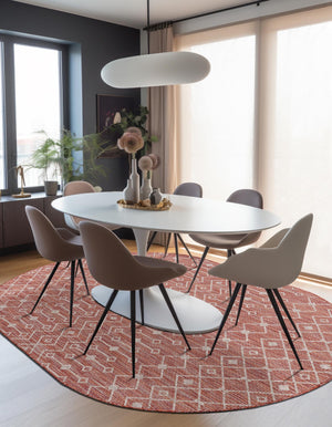 Rust Red 3' 1 x 5' 3 Outdoor Trellis Oval Area Rug Weather Resistant for Patio, Deck, Terrace, Balcony, Porch Geometric Design Water Safe Outside Carpet for Sale at Rug Engine