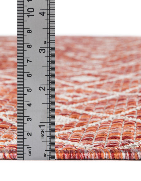 Rust Red 7' 10 x 7' 10 Outdoor Trellis Octagon Area Rug Weather Resistant for Patio, Deck, Terrace, Balcony, Porch Geometric Design Water Safe Outside Carpet for Sale at Rug Engine