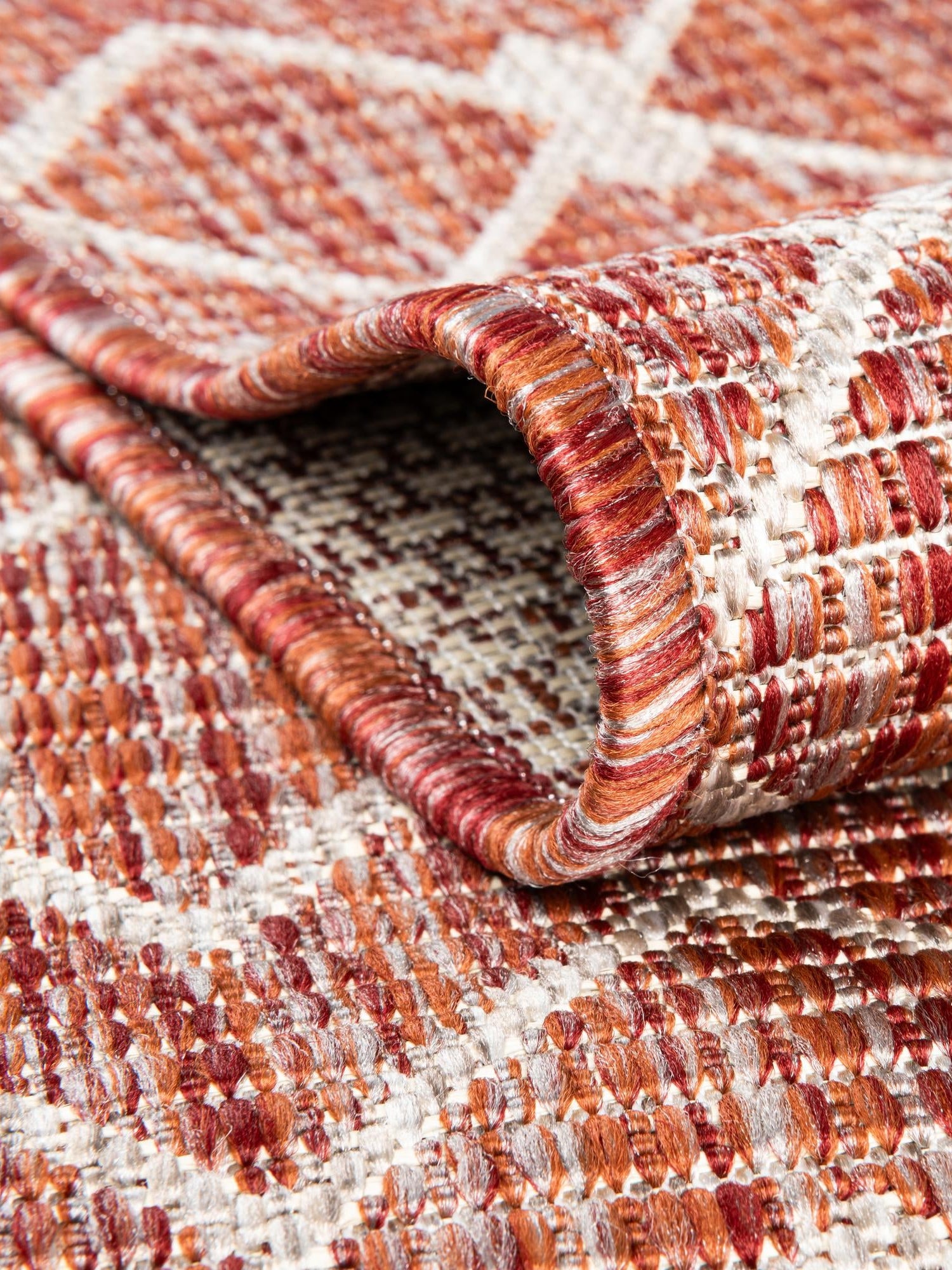 Rust Red 5' 3 x 5' 3 Outdoor Trellis Octagon Area Rug Weather Resistant for Patio, Deck, Terrace, Balcony, Porch Geometric Design Water Safe Outside Carpet for Sale at Rug Engine