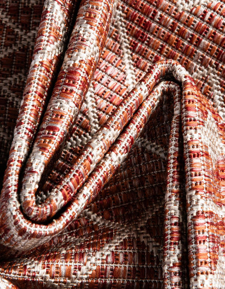 Rust Red 7' 10 x 7' 10 Outdoor Trellis Octagon Area Rug Weather Resistant for Patio, Deck, Terrace, Balcony, Porch Geometric Design Water Safe Outside Carpet for Sale at Rug Engine