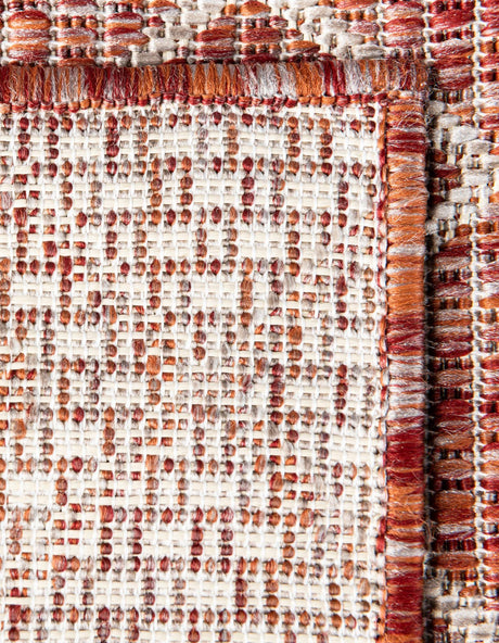 Rust Red 7' 10 x 7' 10 Outdoor Trellis Octagon Area Rug Weather Resistant for Patio, Deck, Terrace, Balcony, Porch Geometric Design Water Safe Outside Carpet for Sale at Rug Engine