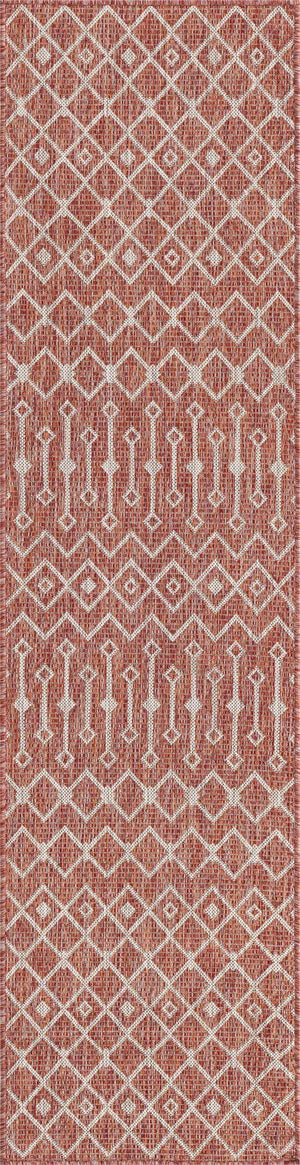 Rust Red 2' x 8' Outdoor Trellis Runner Area Rug Weather Resistant for Patio, Deck, Terrace, Balcony, Porch Geometric Design Water Safe Outside Carpet for Sale at Rug Engine