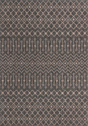 Charcoal Gray 10' x 14' 1 Outdoor Trellis Rectangle Area Rug Weather Resistant for Patio, Deck, Terrace, Balcony, Porch Geometric Design Water Safe Outside Carpet for Sale at Rug Engine
