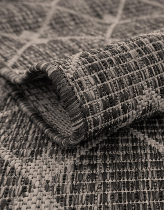Charcoal Gray 5' 3 x 5' 3 Outdoor Trellis Square Area Rug Weather Resistant for Patio, Deck, Terrace, Balcony, Porch Geometric Design Water Safe Outside Carpet for Sale at Rug Engine