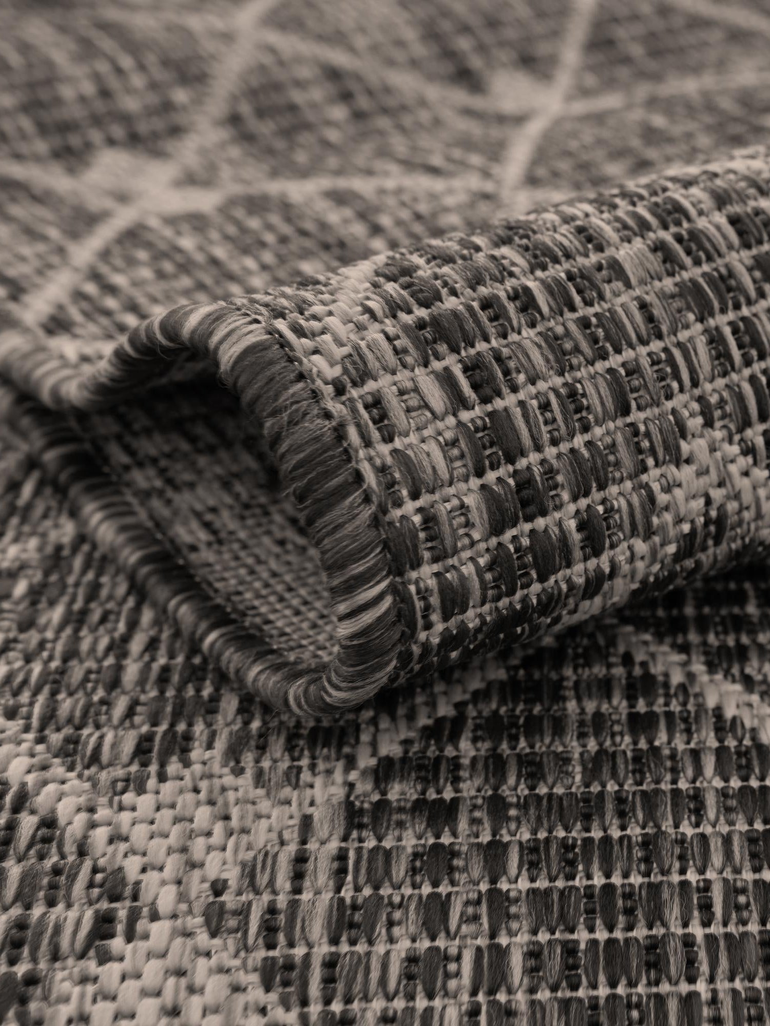 Charcoal Gray 7' 10 x 7' 10 Outdoor Trellis Square Area Rug Weather Resistant for Patio, Deck, Terrace, Balcony, Porch Geometric Design Water Safe Outside Carpet for Sale at Rug Engine