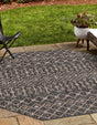 Charcoal Gray 5' 3 x 5' 3 Outdoor Trellis Octagon Area Rug Weather Resistant for Patio, Deck, Terrace, Balcony, Porch Geometric Design Water Safe Outside Carpet for Sale at Rug Engine
