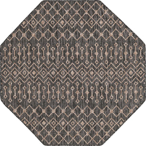 Charcoal Gray 5' 3 x 5' 3 Outdoor Trellis Octagon Area Rug Weather Resistant for Patio, Deck, Terrace, Balcony, Porch Geometric Design Water Safe Outside Carpet for Sale at Rug Engine