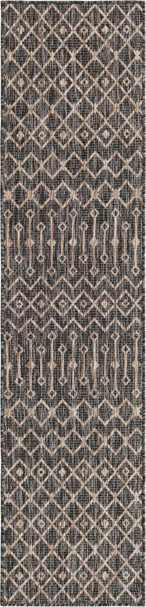 Charcoal Gray 2' x 8' Outdoor Trellis Runner Area Rug Weather Resistant for Patio, Deck, Terrace, Balcony, Porch Geometric Design Water Safe Outside Carpet for Sale at Rug Engine