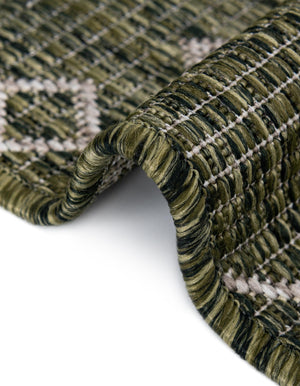 Green 13' 1 x 13' 1 Outdoor Trellis Square Area Rug Weather Resistant for Patio, Deck, Terrace, Balcony, Porch Geometric Design Water Safe Outside Carpet for Sale at Rug Engine