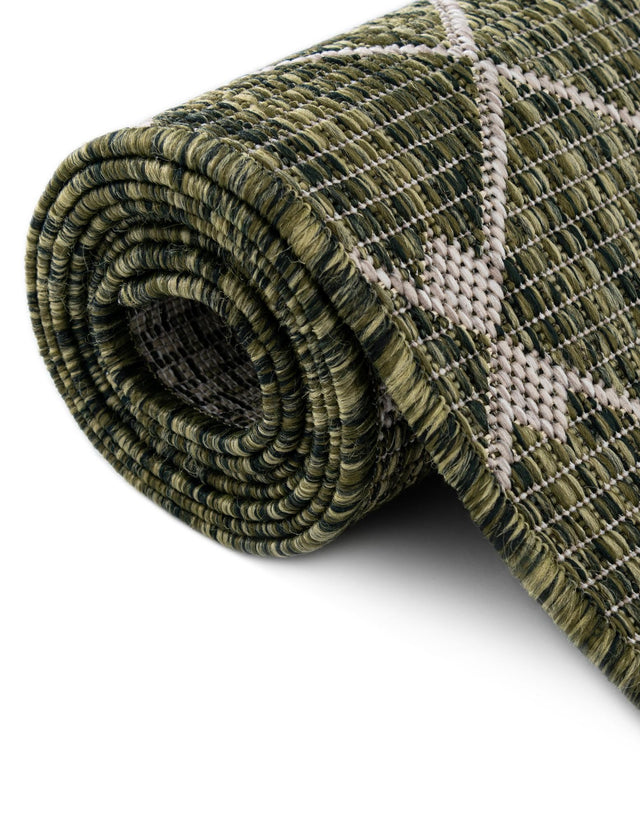 Green 5' 3 x 5' 3 Outdoor Trellis Square Area Rug Weather Resistant for Patio, Deck, Terrace, Balcony, Porch Geometric Design Water Safe Outside Carpet for Sale at Rug Engine