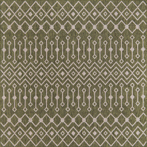 Green 7' 10 x 7' 10 Outdoor Trellis Square Area Rug Weather Resistant for Patio, Deck, Terrace, Balcony, Porch Geometric Design Water Safe Outside Carpet for Sale at Rug Engine