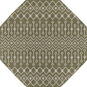 Green 7' 10 x 7' 10 Outdoor Trellis Octagon Area Rug Weather Resistant for Patio, Deck, Terrace, Balcony, Porch Geometric Design Water Safe Outside Carpet for Sale at Rug Engine