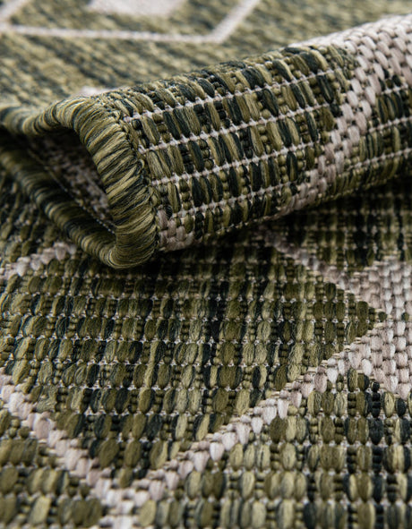 Green 5' 3 x 5' 3 Outdoor Trellis Octagon Area Rug Weather Resistant for Patio, Deck, Terrace, Balcony, Porch Geometric Design Water Safe Outside Carpet for Sale at Rug Engine