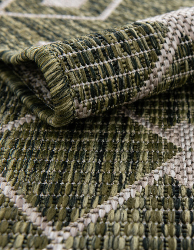 Green 5' 3 x 5' 3 Outdoor Trellis Octagon Area Rug Weather Resistant for Patio, Deck, Terrace, Balcony, Porch Geometric Design Water Safe Outside Carpet for Sale at Rug Engine