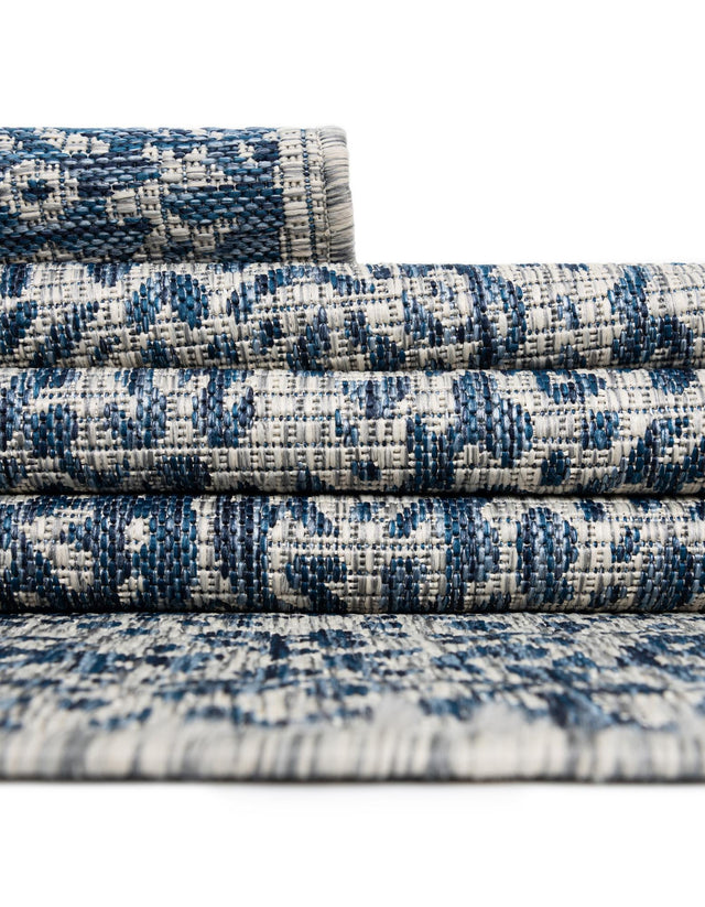 Blue 13' 1 x 13' 1 Outdoor Traditional Square Area Rug Weather Resistant for Patio, Deck, Terrace, Balcony, Porch Classical Design Outside Carpet for Sale at Rug Engine