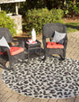 Light Gray 7' 10 x 7' 10 Outdoor Safari Round Area Rug Weather Resistant for Patio, Deck, Terrace, Balcony, Porch Animal Print Wildlife Nature Carpet for Sale at Rug Engine