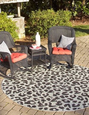 Light Gray 10' 8 x 10' 8 Outdoor Safari Round Area Rug Weather Resistant for Patio, Deck, Terrace, Balcony, Porch Animal Print Wildlife Nature Carpet for Sale at Rug Engine