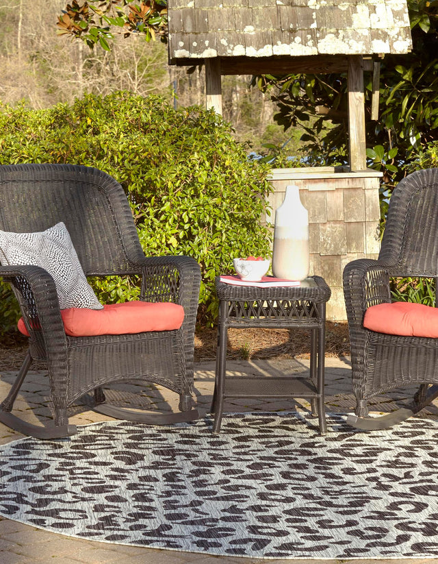 Light Gray 10' 8 x 10' 8 Outdoor Safari Round Area Rug Weather Resistant for Patio, Deck, Terrace, Balcony, Porch Animal Print Wildlife Nature Carpet for Sale at Rug Engine