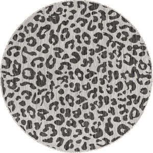Light Gray 5' 3 x 5' 3 Outdoor Safari Round Area Rug Weather Resistant for Patio, Deck, Terrace, Balcony, Porch Animal Print Wildlife Nature Carpet for Sale at Rug Engine