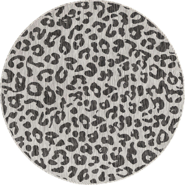Light Gray 5' 3 x 5' 3 Outdoor Safari Round Area Rug Weather Resistant for Patio, Deck, Terrace, Balcony, Porch Animal Print Wildlife Nature Carpet for Sale at Rug Engine