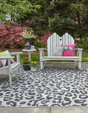 Light Gray 13' 1 x 13' 1 Outdoor Safari Square Area Rug Weather Resistant for Patio, Deck, Terrace, Balcony, Porch Animal Print Wildlife Nature Carpet for Sale at Rug Engine