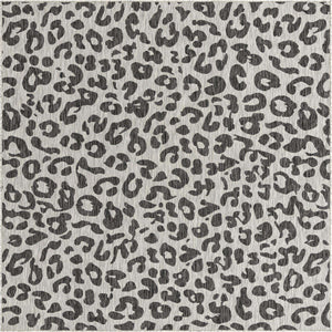 Light Gray 7' 10 x 7' 10 Outdoor Safari Square Area Rug Weather Resistant for Patio, Deck, Terrace, Balcony, Porch Animal Print Wildlife Nature Carpet for Sale at Rug Engine