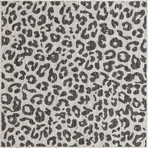 Light Gray 5' 3 x 5' 3 Outdoor Safari Square Area Rug Weather Resistant for Patio, Deck, Terrace, Balcony, Porch Animal Print Wildlife Nature Carpet for Sale at Rug Engine