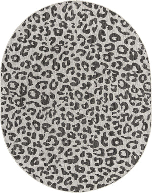 Light Gray 7' 10 x 10' Outdoor Safari Oval Area Rug Weather Resistant for Patio, Deck, Terrace, Balcony, Porch Animal Print Wildlife Nature Carpet for Sale at Rug Engine