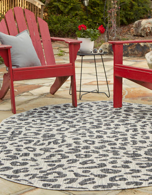 Light Gray 5' 3 x 8' Outdoor Safari Oval Area Rug Weather Resistant for Patio, Deck, Terrace, Balcony, Porch Animal Print Wildlife Nature Carpet for Sale at Rug Engine