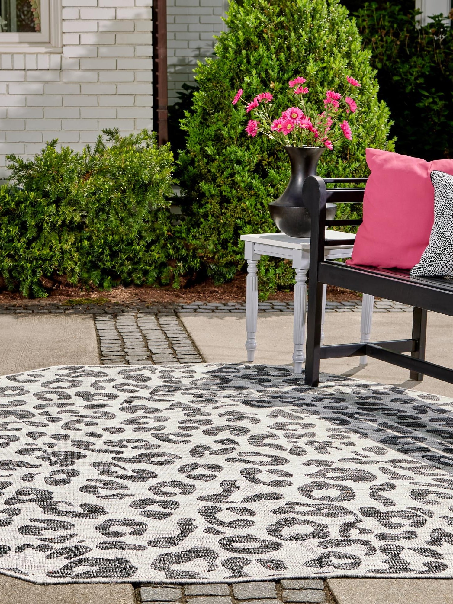 Light Gray 5' 3 x 5' 3 Outdoor Safari Octagon Area Rug Weather Resistant for Patio, Deck, Terrace, Balcony, Porch Animal Print Wildlife Nature Carpet for Sale at Rug Engine