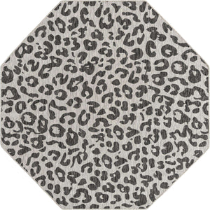 Light Gray 7' 10 x 7' 10 Outdoor Safari Octagon Area Rug Weather Resistant for Patio, Deck, Terrace, Balcony, Porch Animal Print Wildlife Nature Carpet for Sale at Rug Engine
